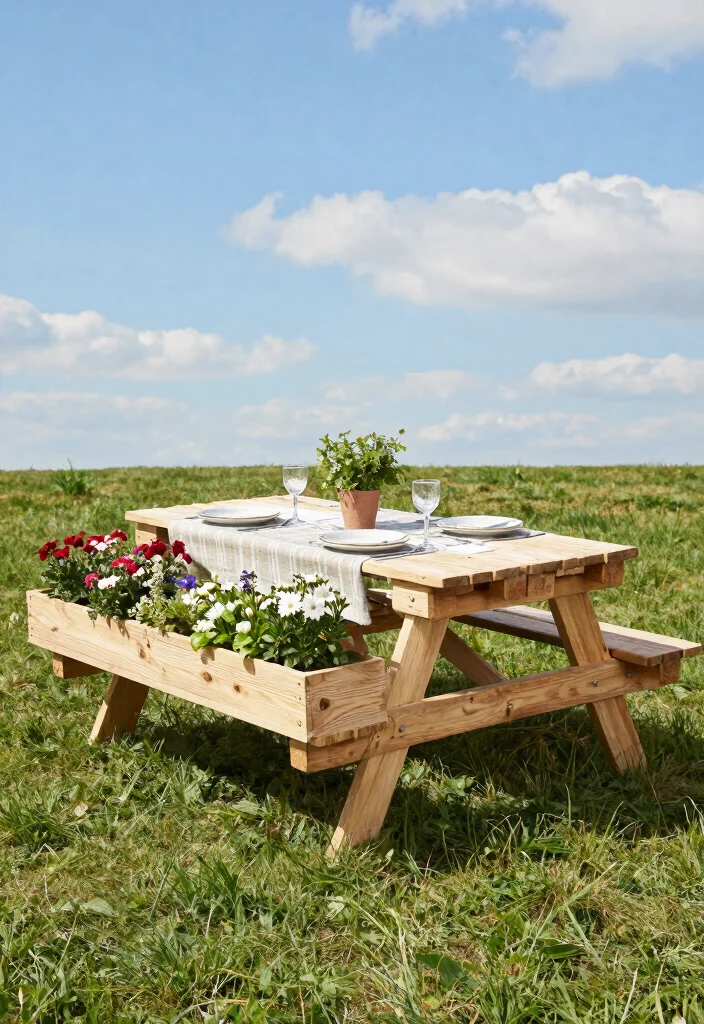 11 Best Outdoor Pallet Planter Ideas for Small Urban Spaces 3. Pallet Picnic Table Planter 0