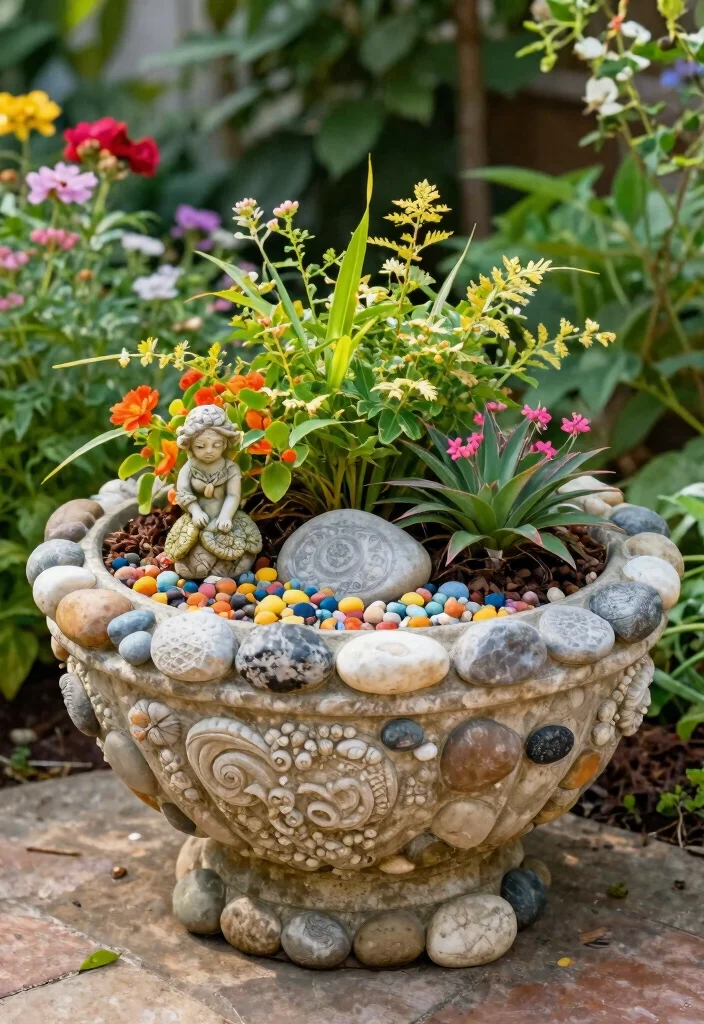 11 Best Outdoor Trough Planter Ideas for Modern Yards 10. Troughs with Decorative Elements 0