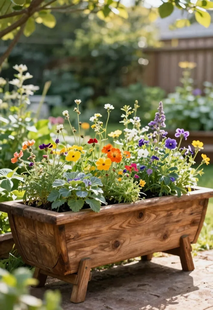 11 Best Outdoor Trough Planter Ideas for Modern Yards 7. Rustic Wooden Troughs 0