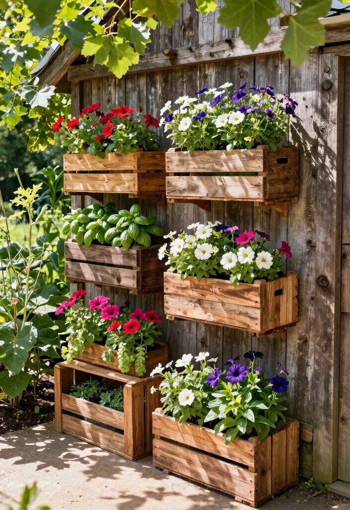 11 Brilliant Outdoor Wall Planter Ideas DIY Style 1. Rustic Wooden Crate Planters 0