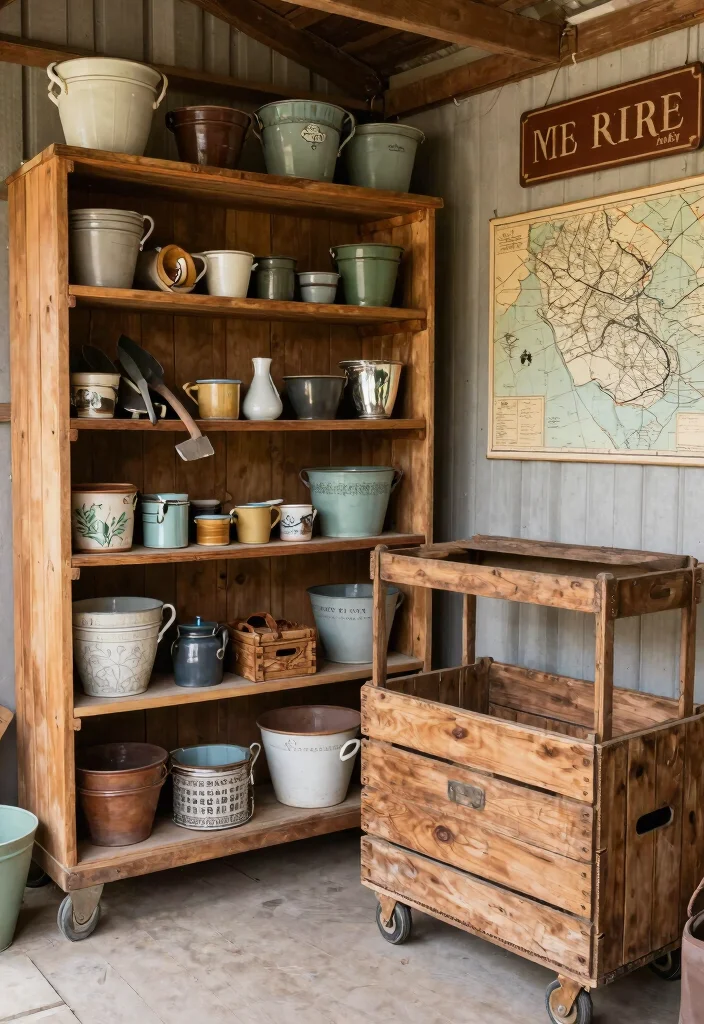 11 Charming Vintage Garden Shed Ideas with Antique Decor 2. Vintage Shed Storage Solutions 0