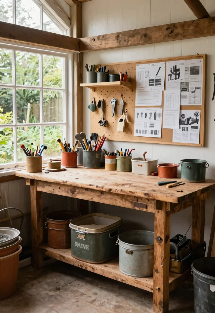 11 Charming Vintage Garden Shed Ideas with Antique Decor 8. A Vintage Workshop for DIY Projects 0
