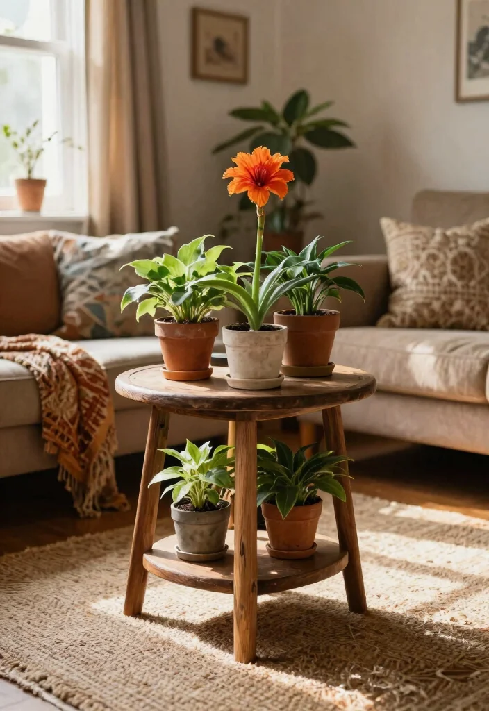 11 Chic Boho Plant Stand Ideas for a Relaxed Home Style 10. Upcycled Furniture Plant Stands 0