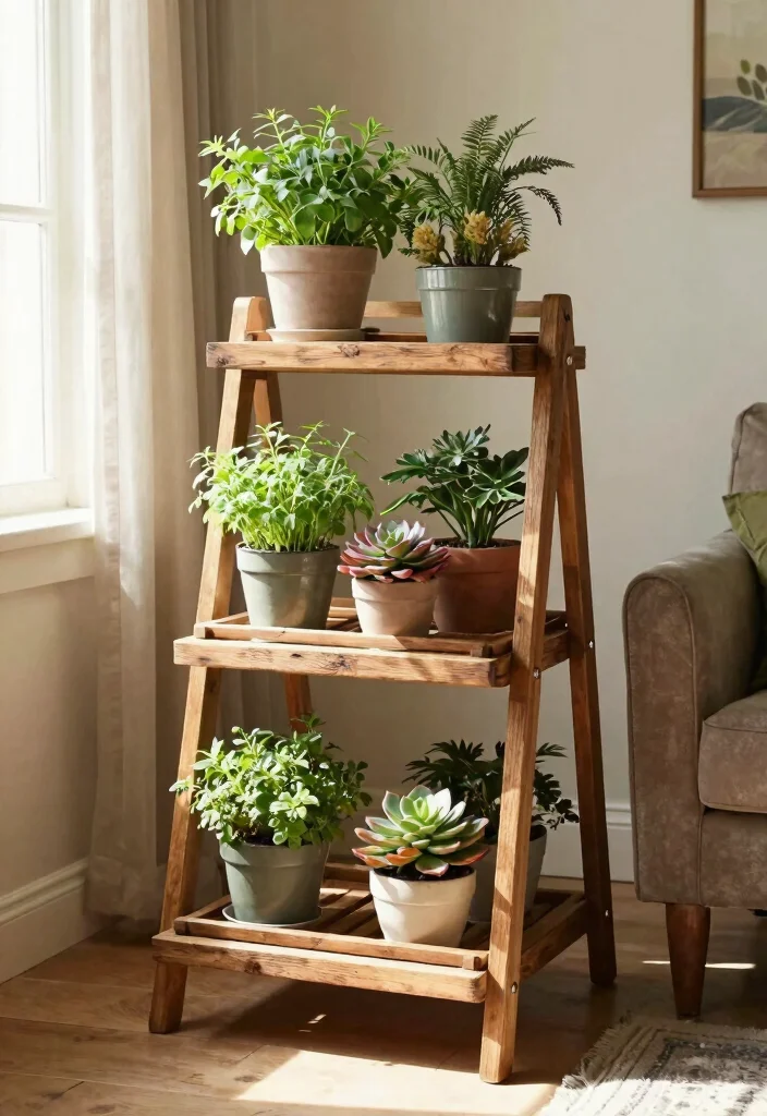 11 Cozy Farmhouse Plant Stand Ideas for Your Home 1. Tiered Wooden Plant Stand 0