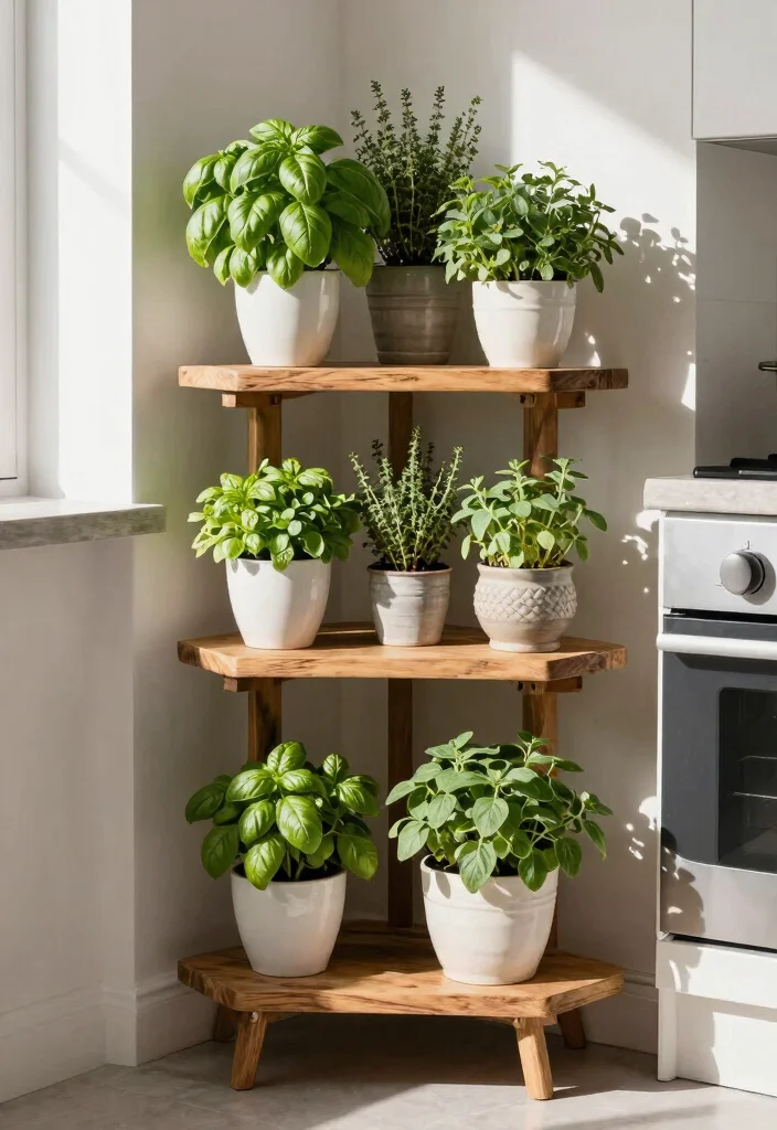 11 Cozy Farmhouse Plant Stand Ideas for Your Home 5. Corner Shelf Plant Stand 0
