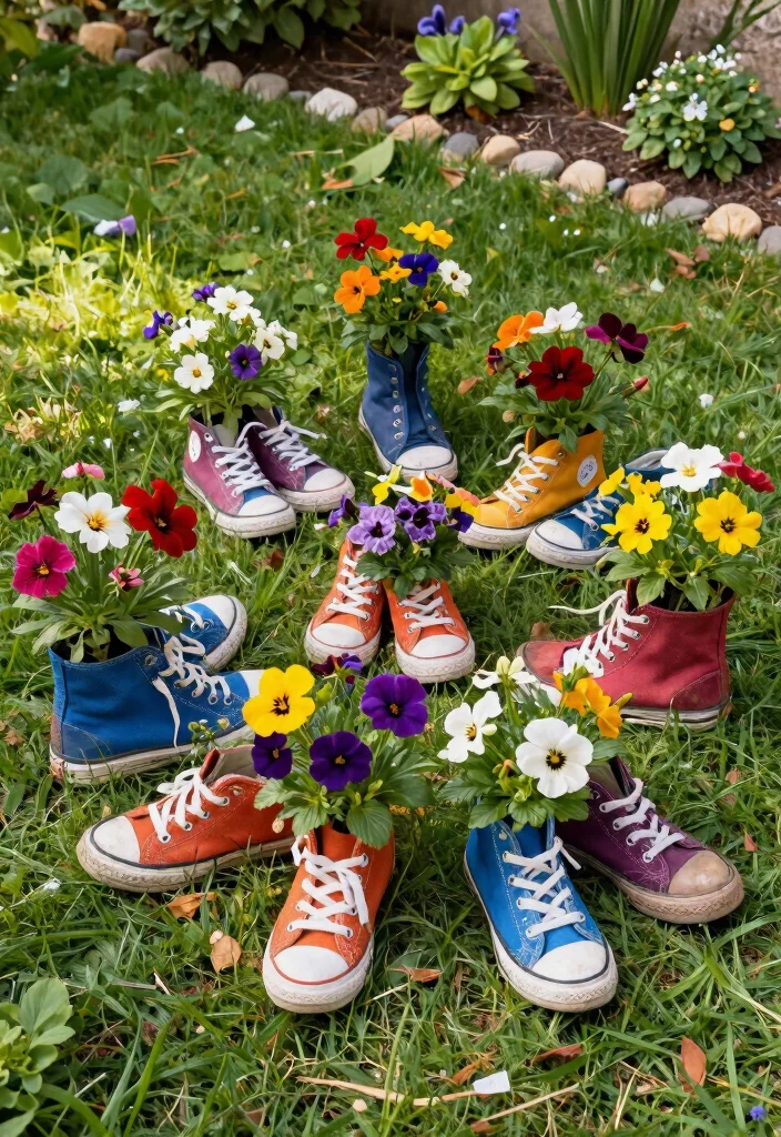 11 Creative Outdoor Planter Ideas for Your Garden 7. Recycled Shoe Gardens Quirky and Fun 0