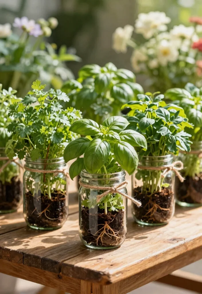 11 Creative Outdoor Planter Ideas for Your Garden 8. Mason Jar Herb Gardens for a Touch of Class 0