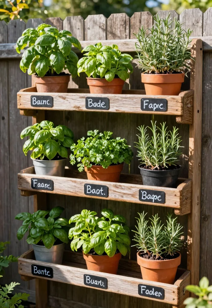 11 Creative Outdoor Wall Planter Ideas for Your Fence 10. Vertical Herb Garden with Shelves 0