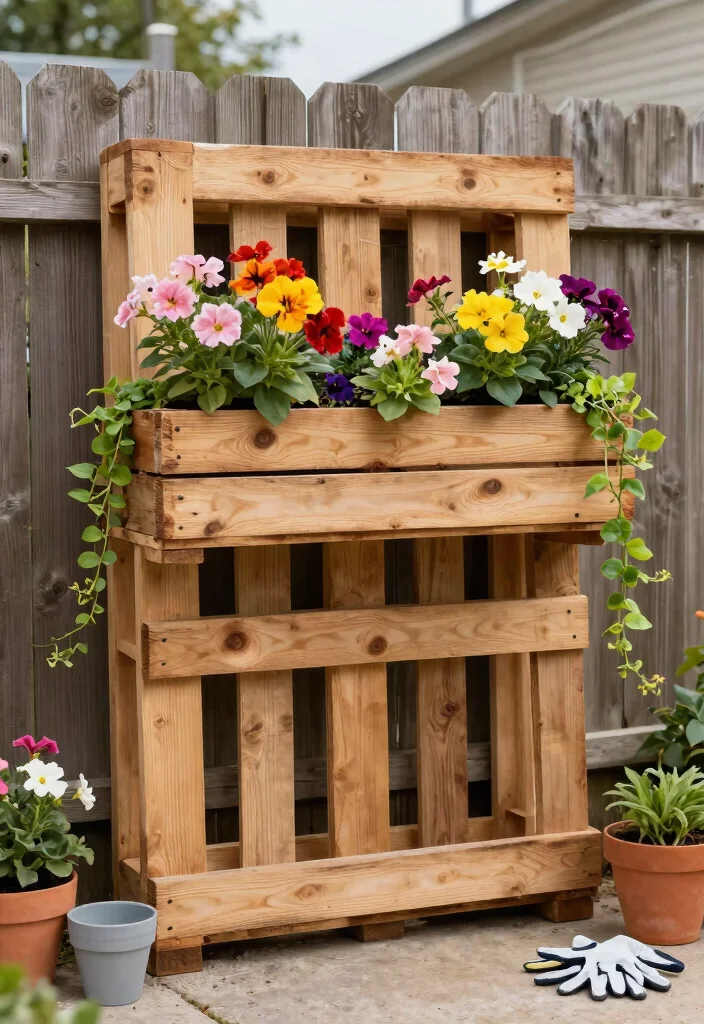 11 Creative Outdoor Wall Planter Ideas for Your Fence 2. Vertical Wooden Pallet Planter 0