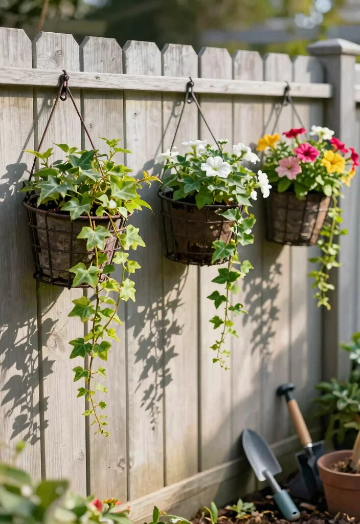 11 Creative Outdoor Wall Planter Ideas for Your Fence 5. Wire Basket Planters 0