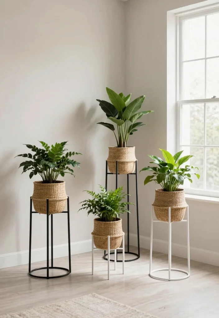 11 Cute Basket Plant Stand Ideas for Cozy Vibes 4. Minimalist Elegance 0