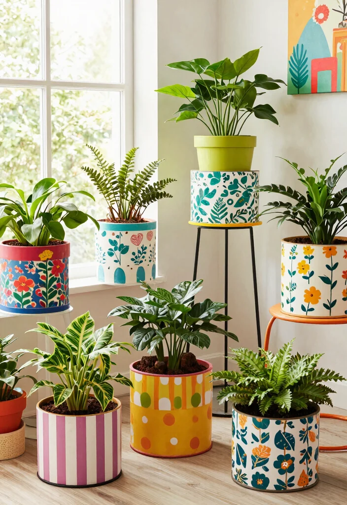 11 Cute Basket Plant Stand Ideas for Cozy Vibes 8. Playful Patterns 0