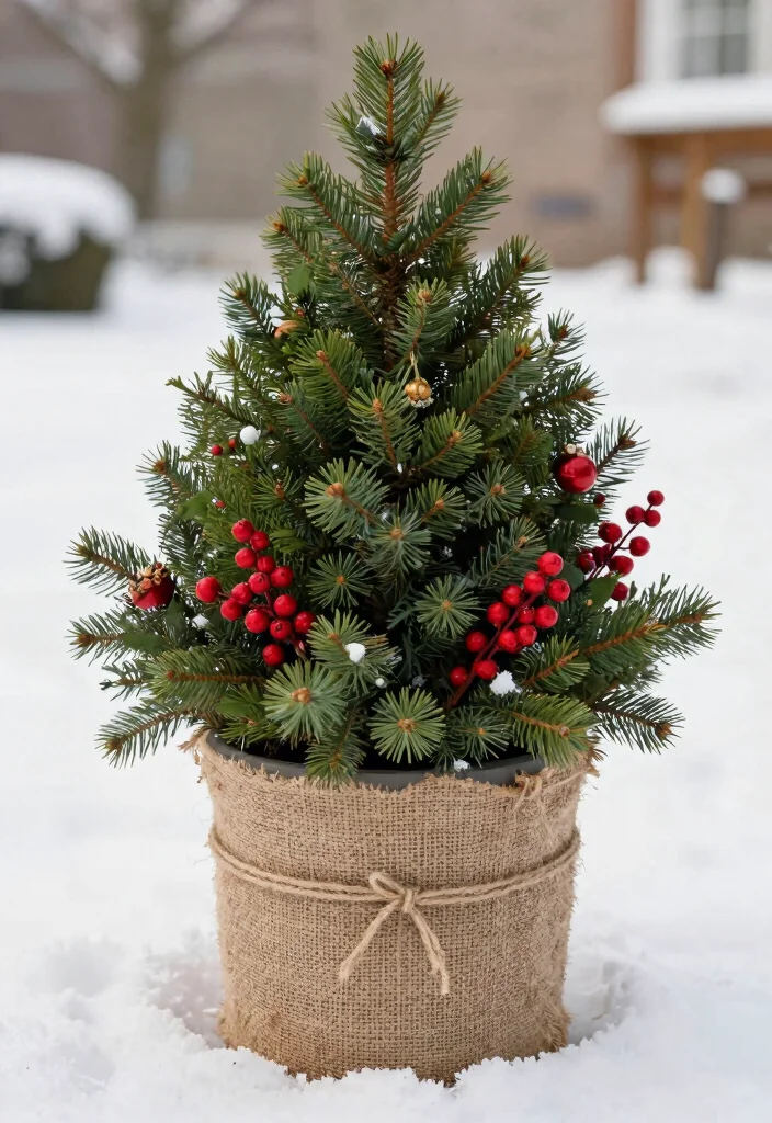 11 Festive Christmas Outdoor Planter Ideas for Holidays 1. Evergreen Elegance 0