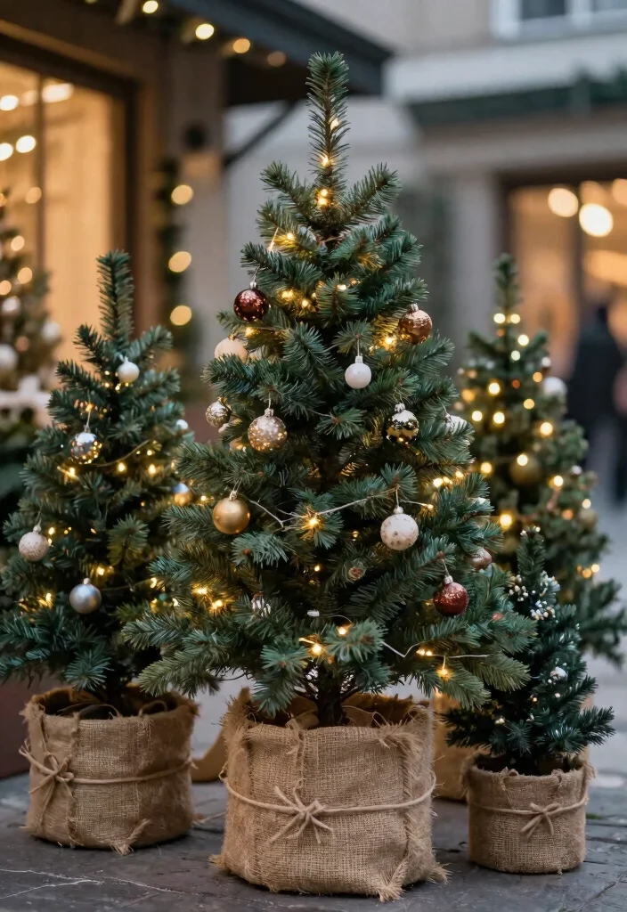 11 Festive Christmas Outdoor Planter Ideas for Holidays 11. Miniature Christmas Trees 0