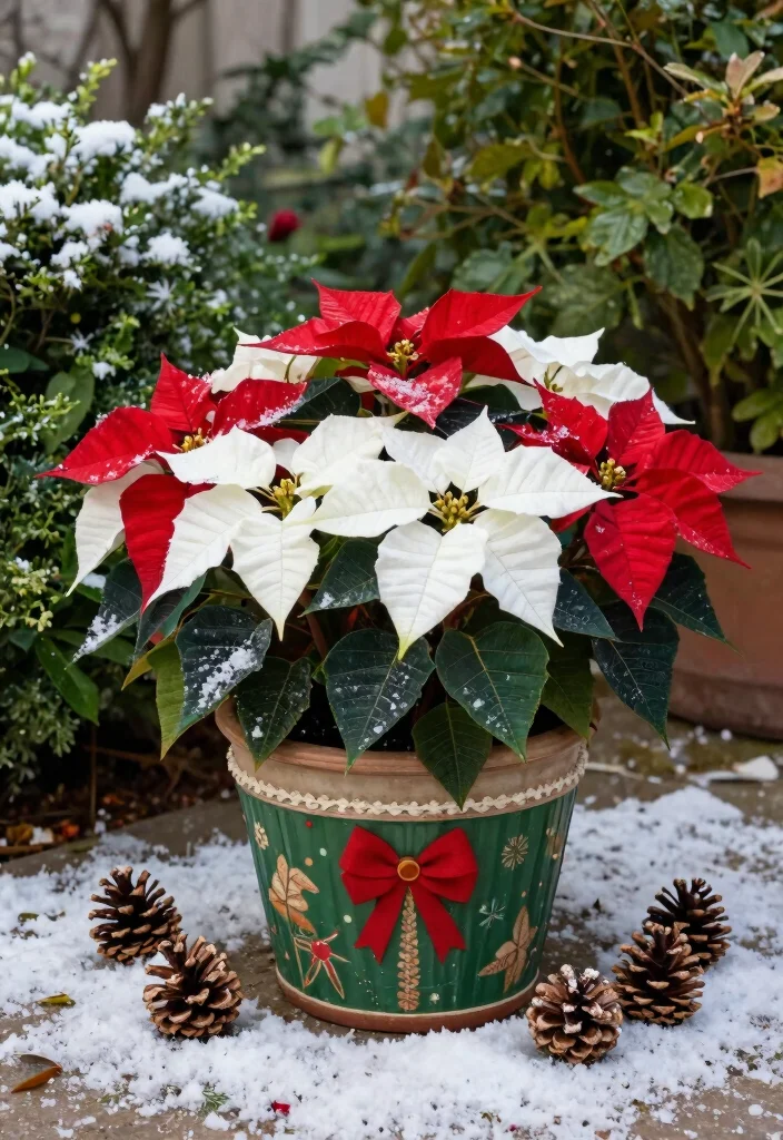 11 Festive Christmas Outdoor Planter Ideas for Holidays 4. Poinsettia Paradise 0