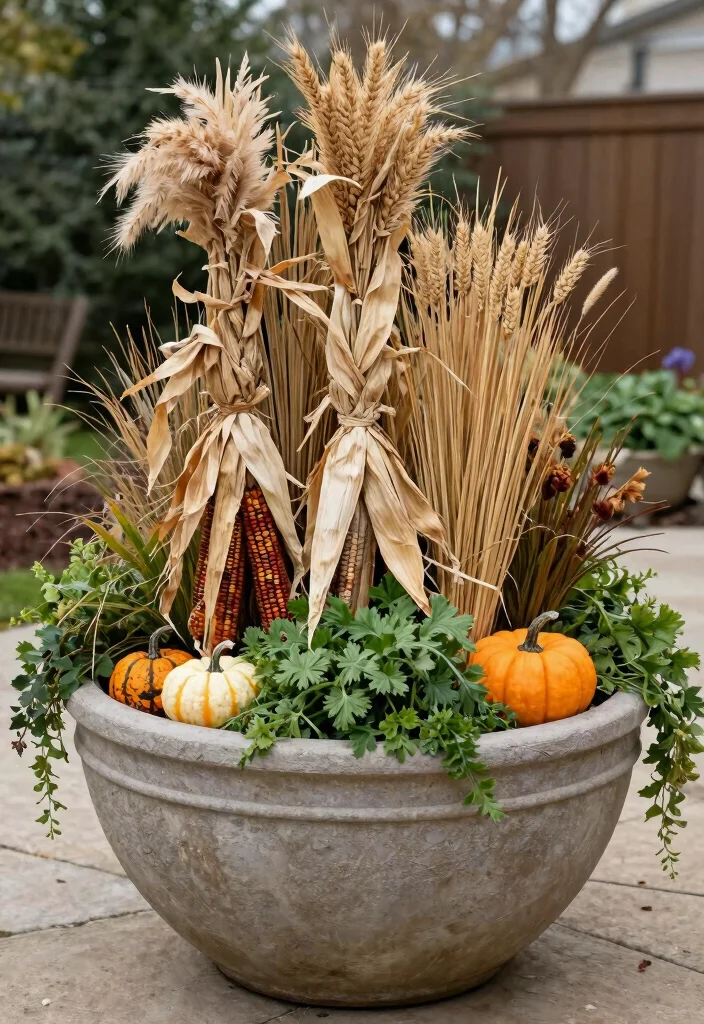 11 Festive Christmas Outdoor Planter Ideas for Holidays 9. Harvest to Holiday Transition 0