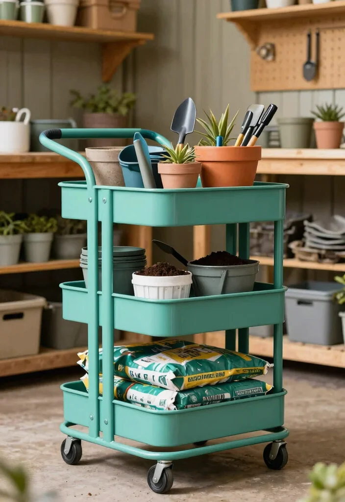 11 Genius Garden Shed Organization Ideas to End the Clutter 3. Rolling Tool Carts 0