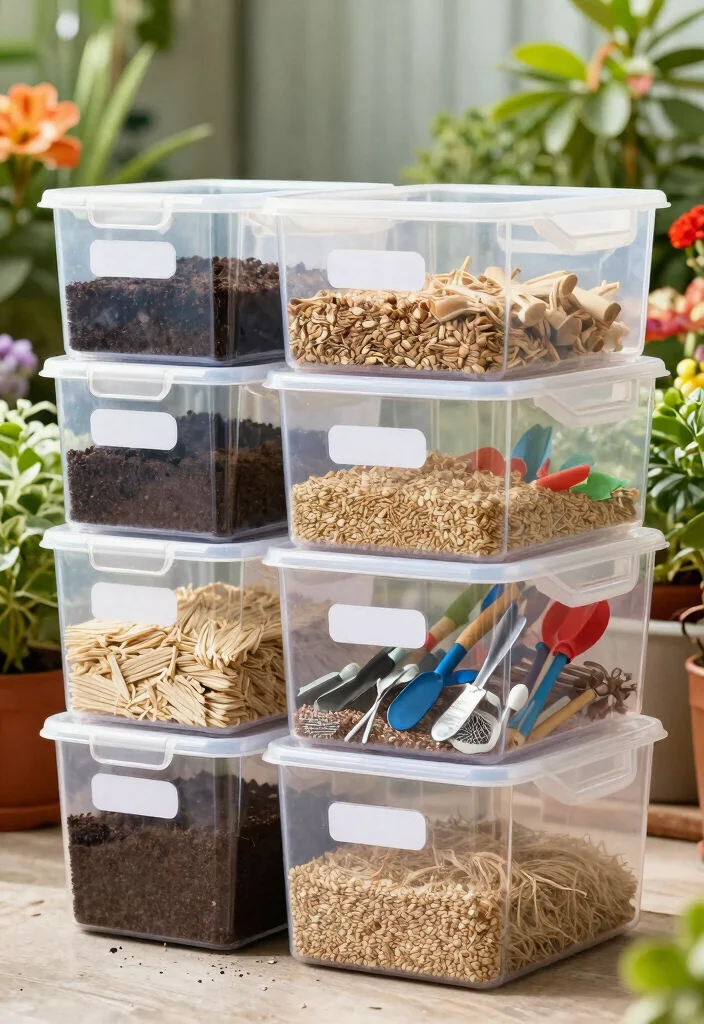 11 Genius Garden Shed Organization Ideas to End the Clutter 5. Use Clear Bins for Easy Visibility 0
