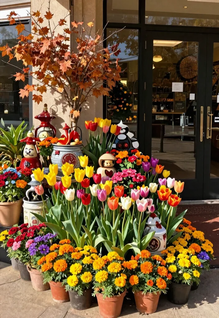 11 Grand Outdoor Entryway Planter Ideas Impress Guests 8. Seasonal Displays 0