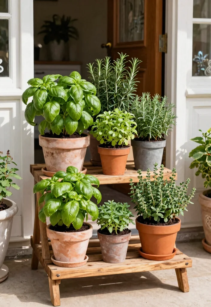 11 Grand Outdoor Entryway Planter Ideas Impress Guests 9. Herb Gardens 0