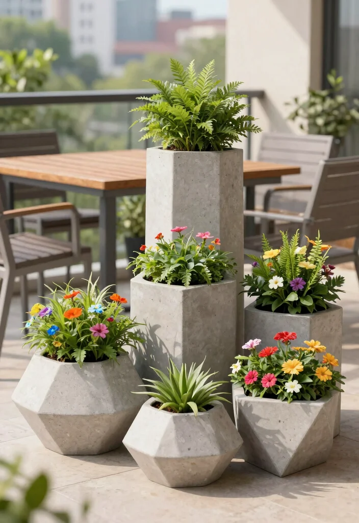 11 Industrial Concrete Planter Concepts Outdoor Minimalist 1. Geometric Concrete Planters 0