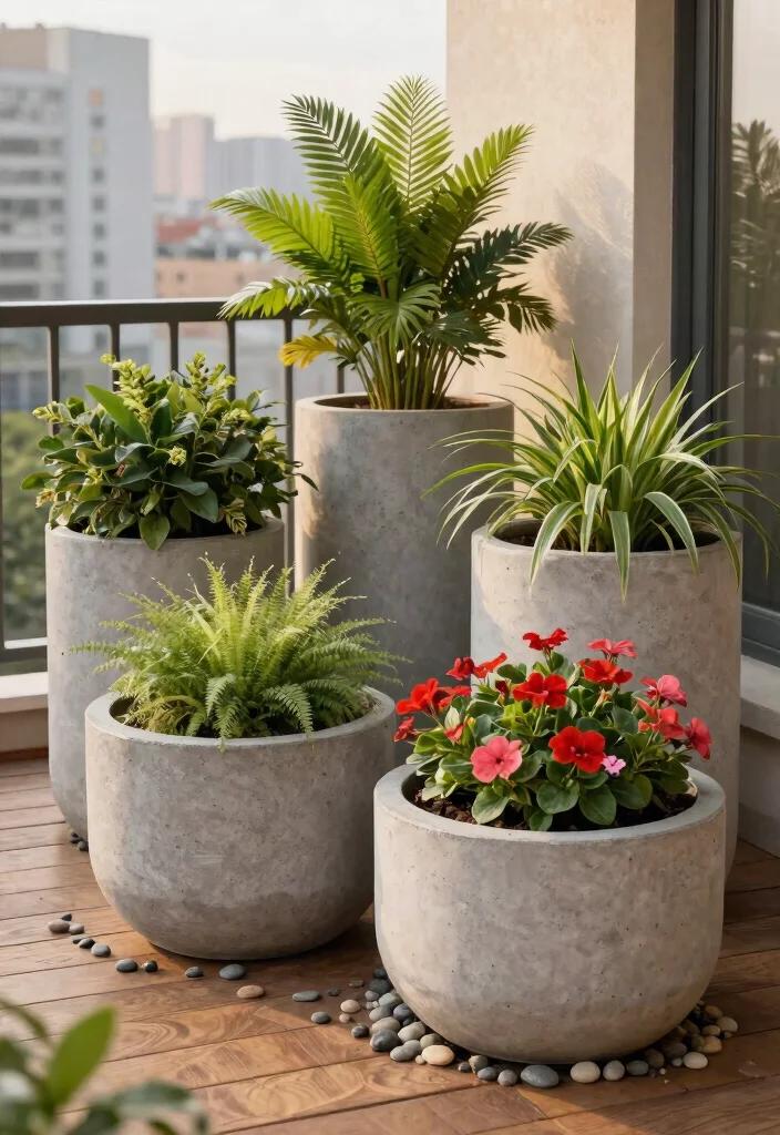 11 Industrial Concrete Planter Concepts Outdoor Minimalist 5. Round Concrete Planters 0