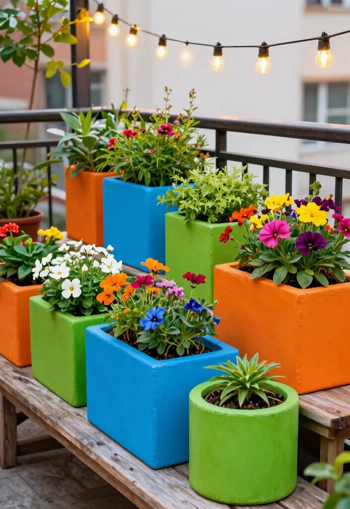 11 Industrial Concrete Planter Concepts Outdoor Minimalist 6. Colorful Concrete Planters 0
