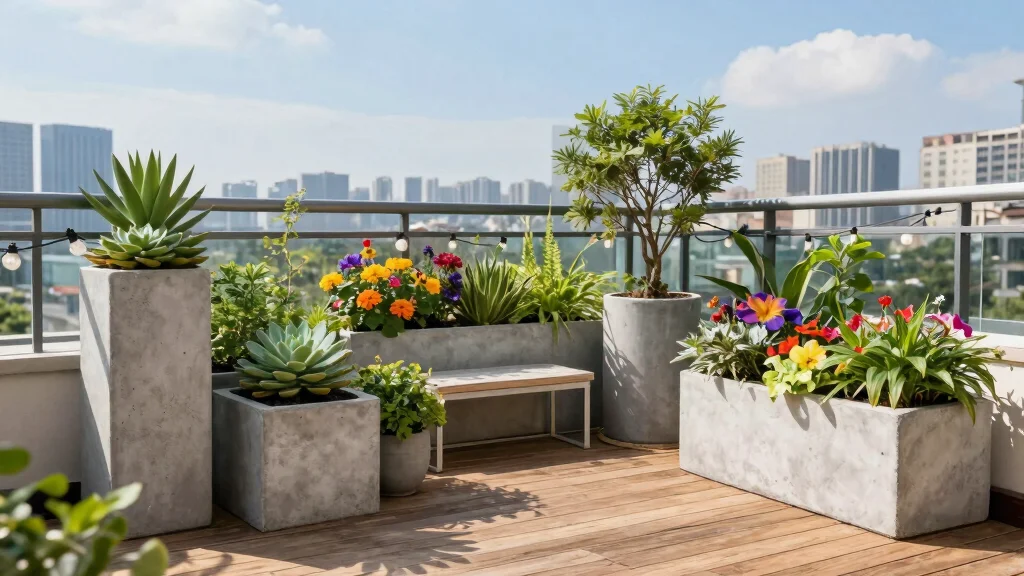 11 Industrial Concrete Planter Concepts [Outdoor Minimalist]