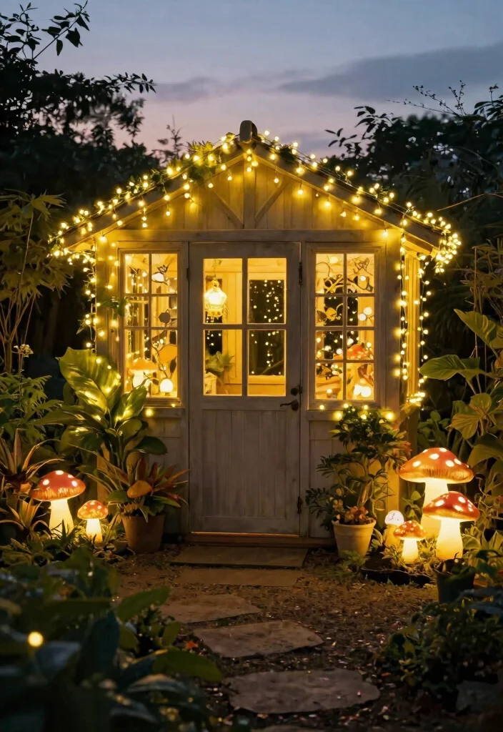 11 Magical Fairy Garden Shed Ideas So Whimsical 2. Fairy Light Haven 0