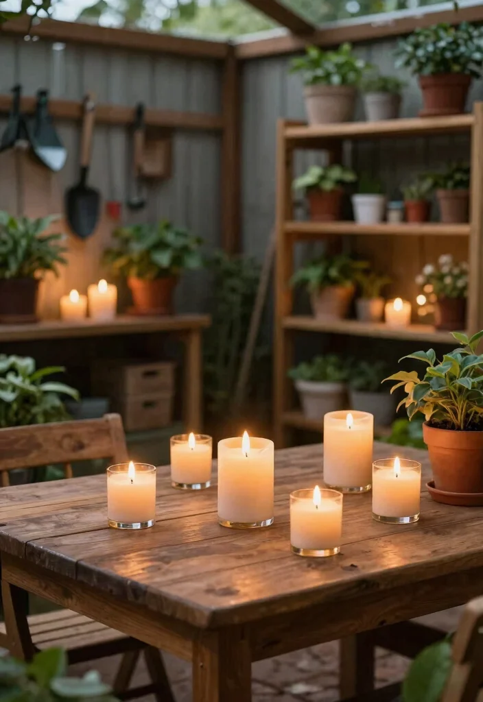 11 Magical Garden Shed Lighting Ideas for Evening Ambiance 10. Battery Operated Candles 0