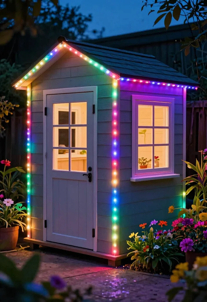 11 Magical Garden Shed Lighting Ideas for Evening Ambiance 11. Color Changing LED Strips 0