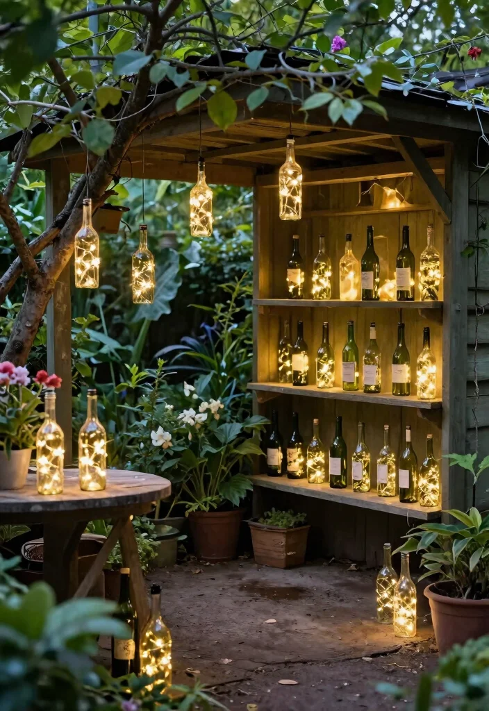 11 Magical Garden Shed Lighting Ideas for Evening Ambiance 6. Upcycled Wine Bottle Lights 0