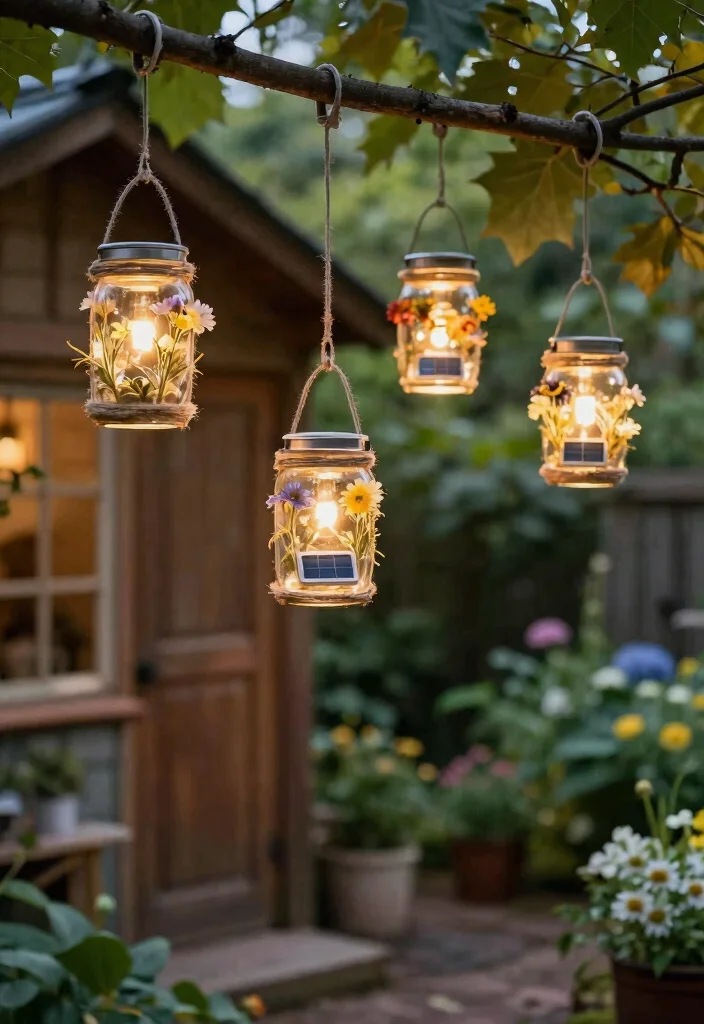 11 Magical Garden Shed Lighting Ideas for Evening Ambiance 8. Recycled Jar Solar Lights 0
