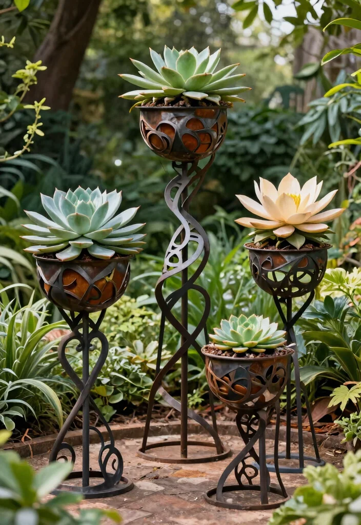 11 Modern Metal Plant Stand Ideas for Your Outdoor Space 6. Artistic Sculptural Stands 0