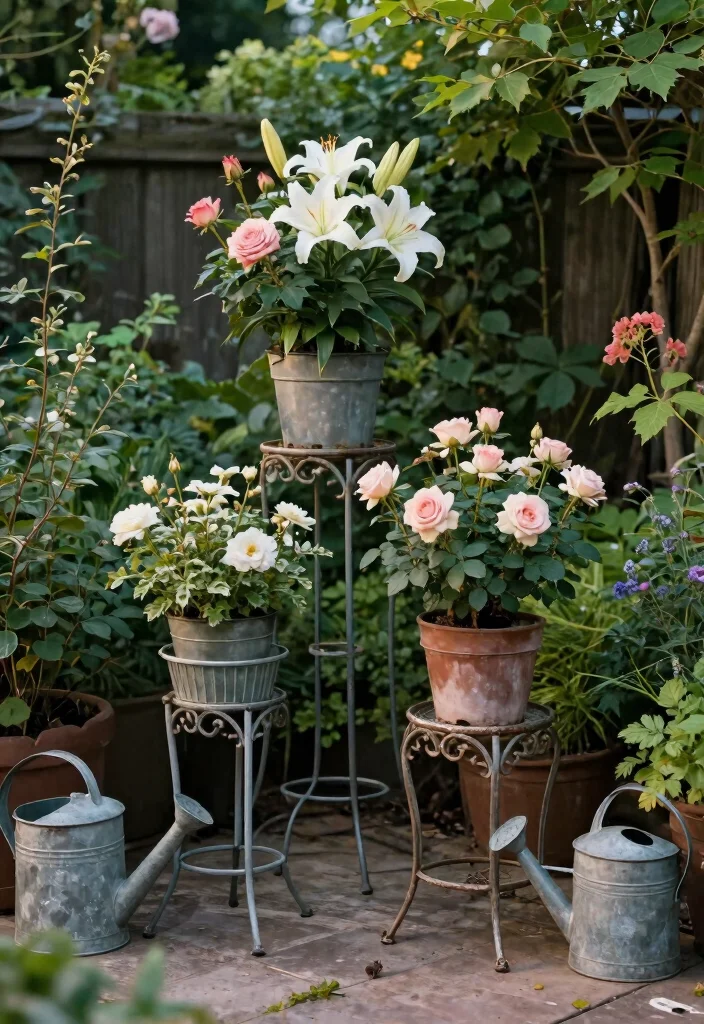 11 Modern Metal Plant Stand Ideas for Your Outdoor Space 7. Vintage Style Metal Stands 0