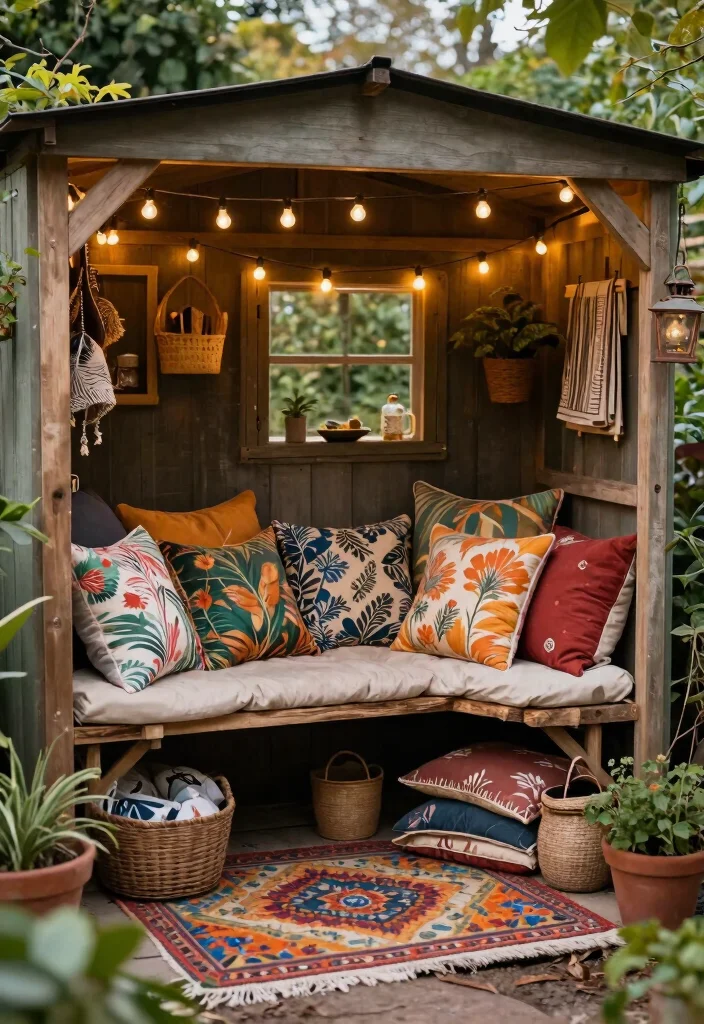 11 Pro Garden Shed Decoration Tips for Every Homeowner 6. Cozy Textiles and Accessories 0