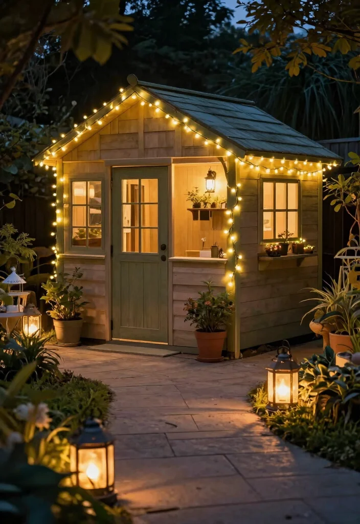 11 Pro Garden Shed Decoration Tips for Every Homeowner 7. Creative Outdoor Lighting 0