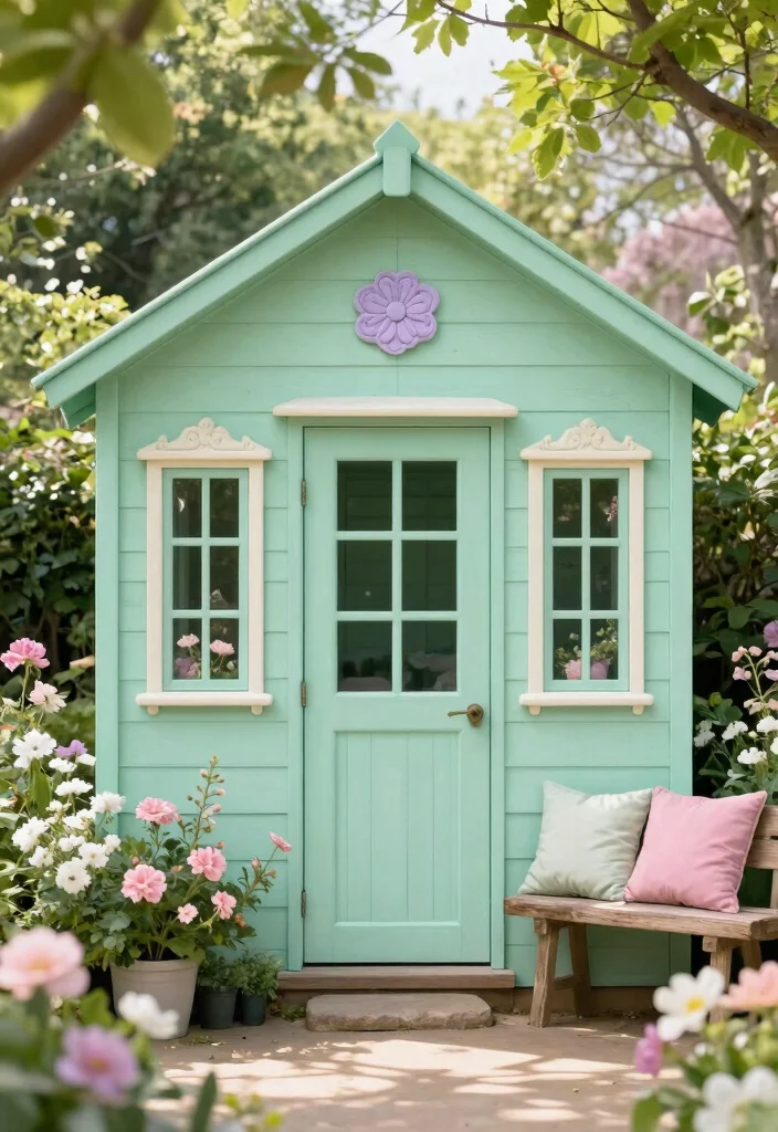 11 Romantic Shabby Chic Garden Shed Ideas for Your Yard 8. Soft Color Palette 0