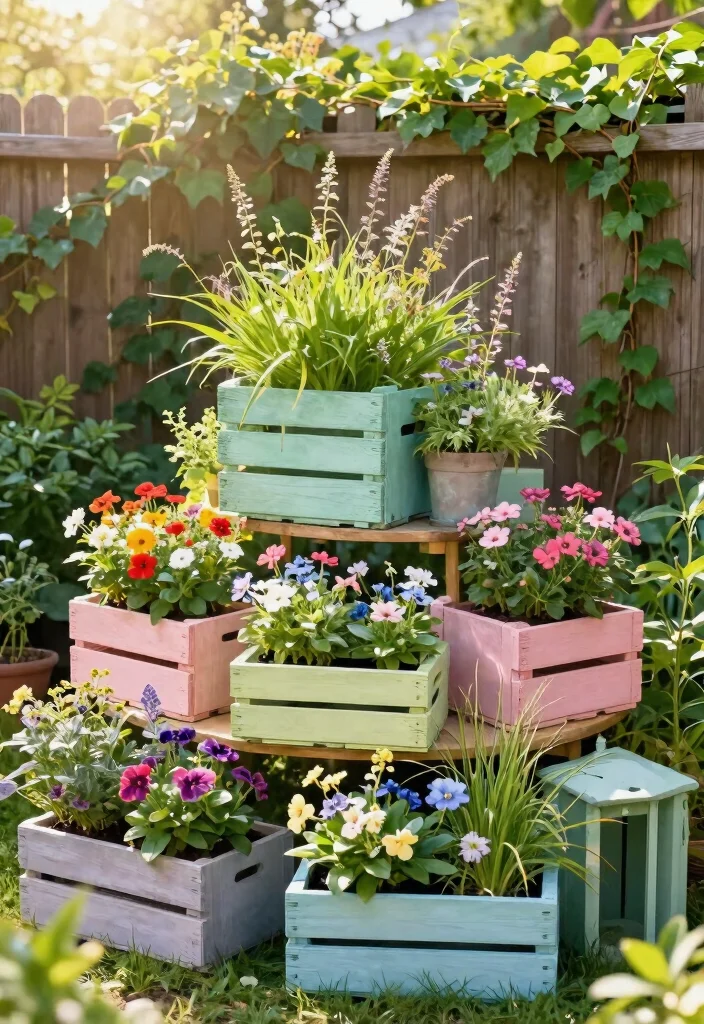 11 Rustic Crate Plant Stand Ideas DIY Projects 1. Tiered Crate Stand 0