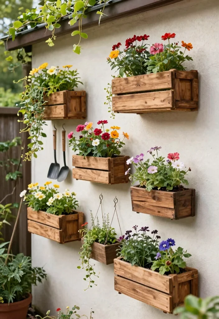 11 Rustic Crate Plant Stand Ideas DIY Projects 2. Crate Wall Planters 0