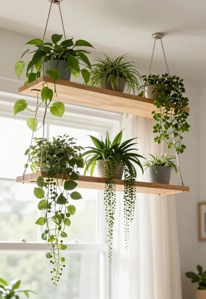 11 Smart Window Plant Stand Ideas for Sunlight Lovers 4. Hanging Plant Shelves 0