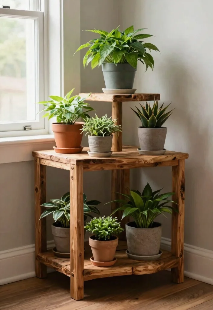 11 Space Saving Corner Plant Stand Ideas Tight Spots 10. DIY Corner Plant Stand for Unique Flair 0
