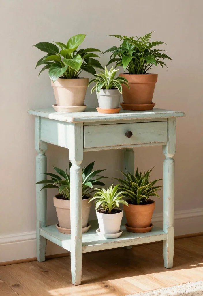 11 Space Saving Corner Plant Stand Ideas Tight Spots 6. Repurposed Furniture as Plant Stands 0