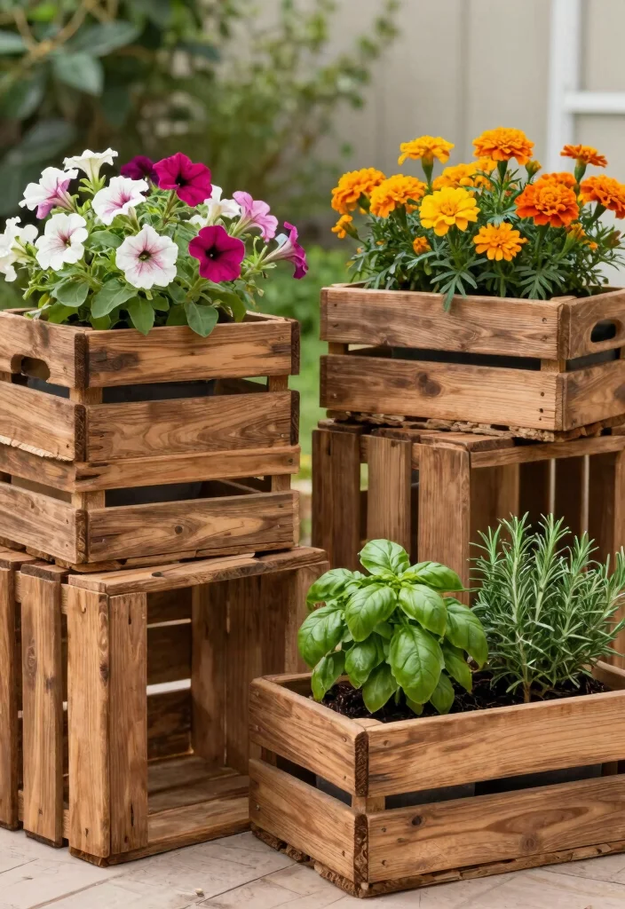 11 Stylish Planter Pot Ideas for Outdoor Inspiration 1. Upcycled Wooden Crates 0