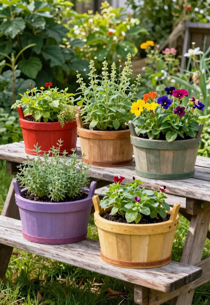 11 Stylish Planter Pot Ideas for Outdoor Inspiration 10. Colorful Garden Trugs 0