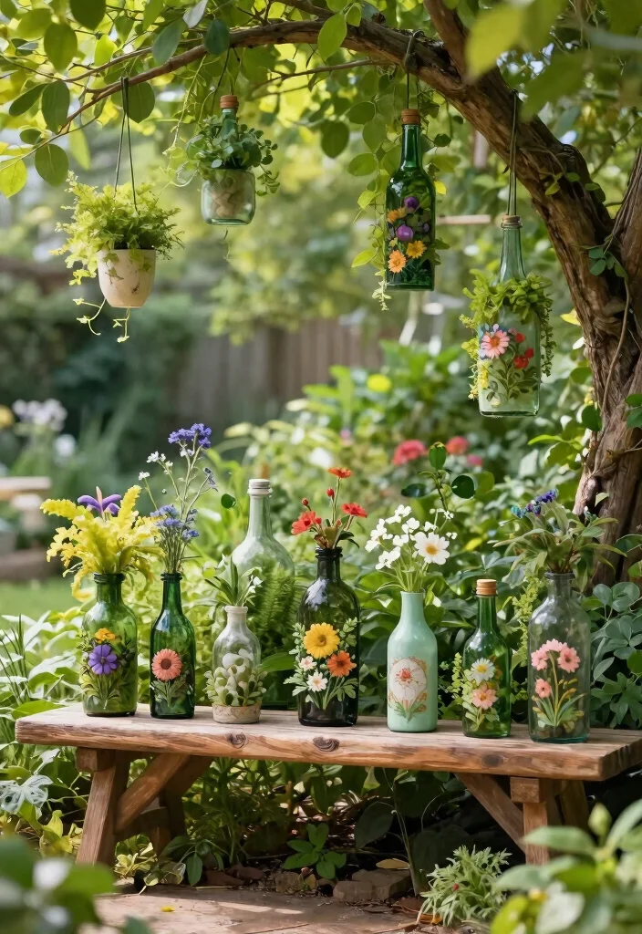 11 Stylish Planter Pot Ideas for Outdoor Inspiration 11. Decorative Bottle Planters 0