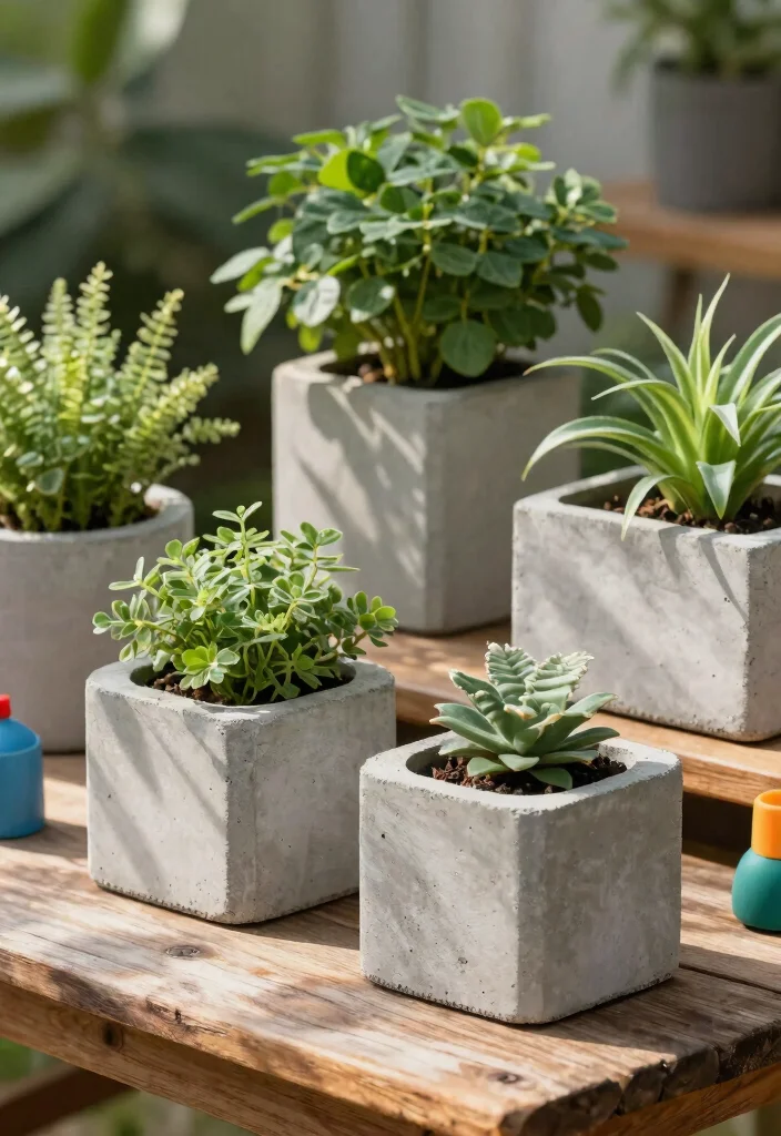 11 Stylish Planter Pot Ideas for Outdoor Inspiration 9. DIY Concrete Planters 0