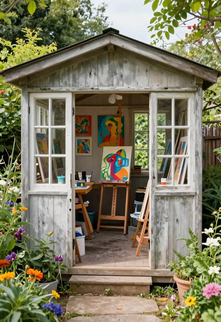 11 Timeless Rustic Garden Shed Ideas for a Farmhouse Vibe 10. The Art Studio Shed 0