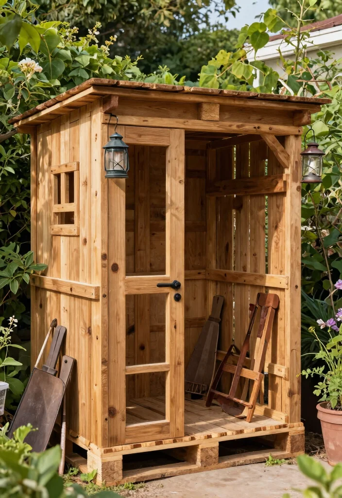 11 Timeless Rustic Garden Shed Ideas for a Farmhouse Vibe 2. Upcycled Pallet Shed 0