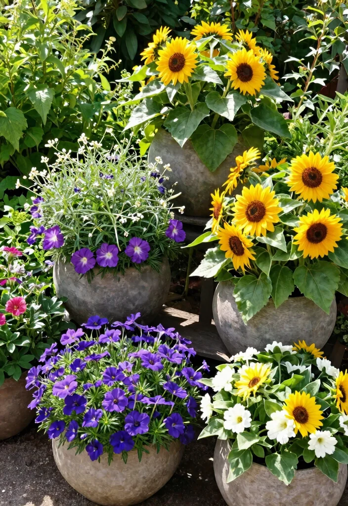 11 Vibrant Flower Planter Ideas for Full Sun Survival 11. Glorious Globe Planters 0